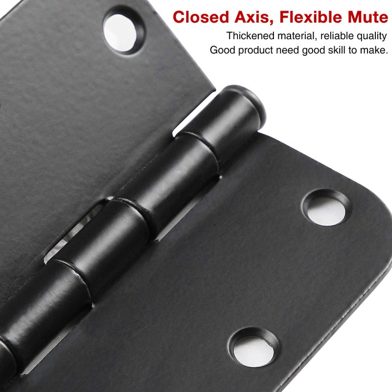 TDCHINGES 18 Pack Matte Black Door Hinges 3.5 x 3.5 Inch Interior 3 1/2 Inch Door Hinges for Doors Rounded 5/8"" Radius Corners Flat Iron Hinge 3 ""x 3 "" Door Hardware Controls - Image 4